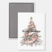 Roos Gouden Roze Kerstboom Magneet (Voorkant / Achterkant)