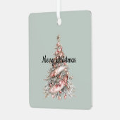 Roos Gouden Roze Kerstboom Metalen Ornament (Voorkant links)