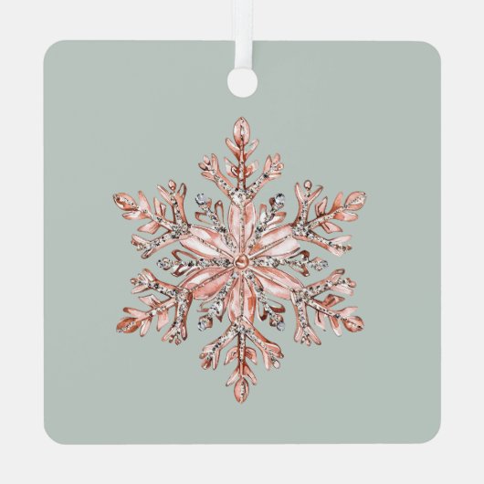 Roos Gouden Roze Kerstboom Metalen Ornament (Achterkant)