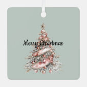 Roos Gouden Roze Kerstboom Metalen Ornament (Voorkant)