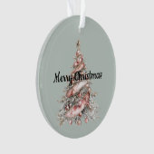 Roos Gouden Roze Kerstboom Ornament (voorkant)