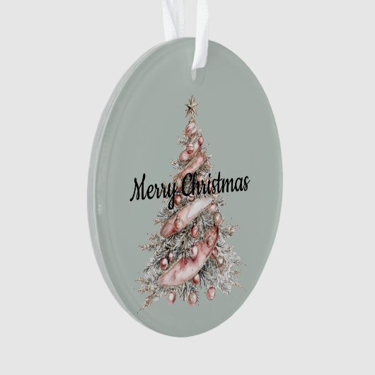 Roos Gouden Roze Kerstboom Ornament (voorkant)