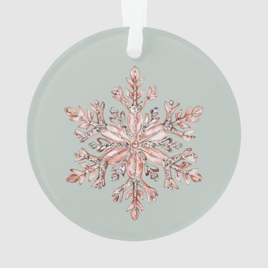 Roos Gouden Roze Kerstboom Ornament (achterkant)