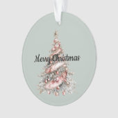 Roos Gouden Roze Kerstboom Ornament (voorkant)