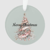 Roos Gouden Roze Kerstboom Ornament (voorkant)