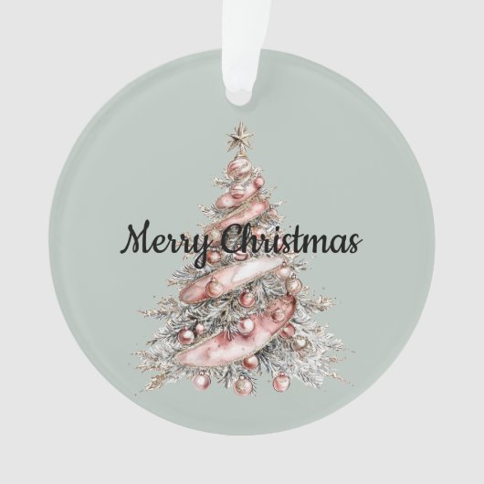 Roos Gouden Roze Kerstboom Ornament (voorkant)