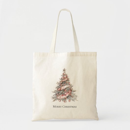 Roos Gouden Roze Kerstboom Tote Bag (Voorkant)