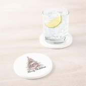 Roos Gouden Roze Kerstboom Zandsteen Onderzetter (Zijkant)