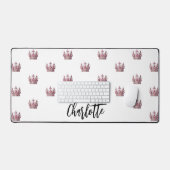 Roos gouden roze koningin kroon witte naam bureaumat (Keyboard & Muis)