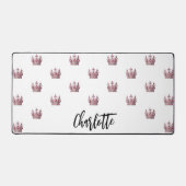 Roos gouden roze koningin kroon witte naam bureaumat (Voorkant)