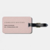 Roos gouden roze lederen monogram naam bagagelabel (Achterkant horizontaal)