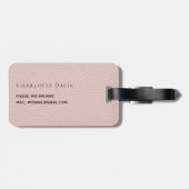 Roos gouden roze lederen monogram naam bagagelabel (Achterkant horizontaal)