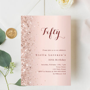 Roos gouden roze luxeverjaardag kaart