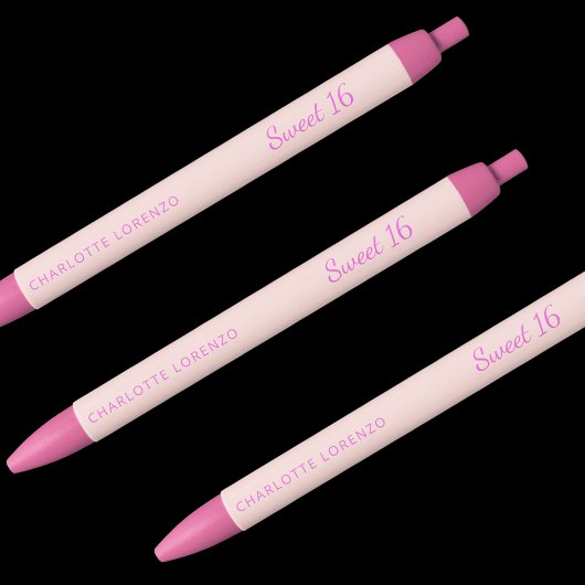 Roos gouden roze naam Sweet 16 Zwarte Inkt Pen