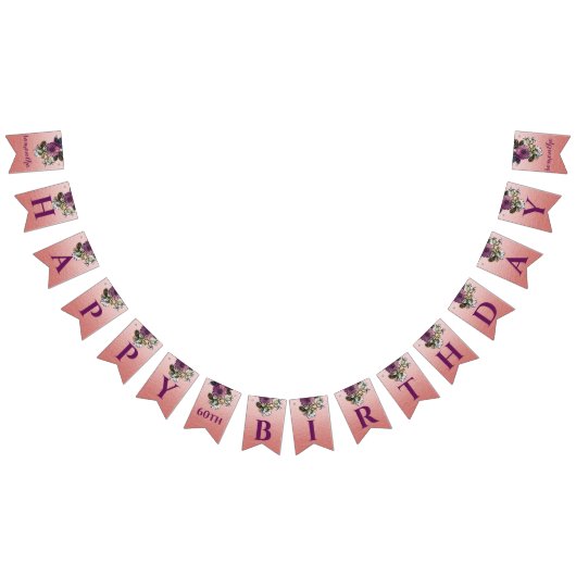 roos gouden roze paarse florale vormgeving vlaggetjes (Alle)