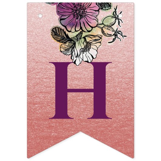 roos gouden roze paarse florale vormgeving vlaggetjes (Tweede vlag)