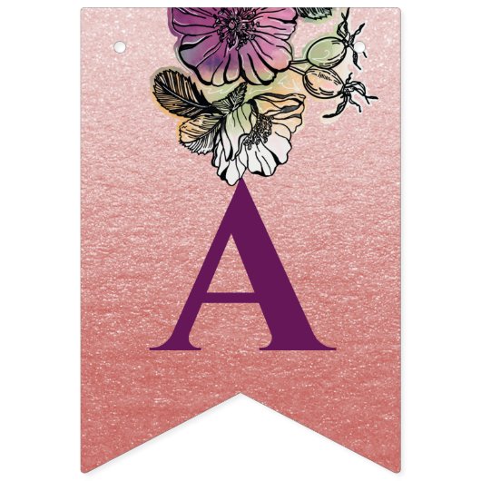 roos gouden roze paarse florale vormgeving vlaggetjes (Derde vlag)