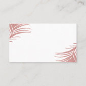 Roos gouden roze palmbladeren Tropical Place Card Plaatskaartje (Achterkant)