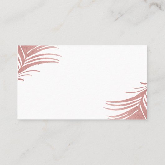 Roos gouden roze palmbladeren Tropical Place Card Plaatskaartje (Achterkant)
