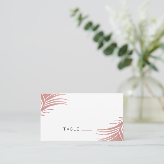 Roos gouden roze palmbladeren Tropical Place Card Plaatskaartje (Staand voorkant)