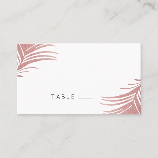 Roos gouden roze palmbladeren Tropical Place Card Plaatskaartje (Voorkant)