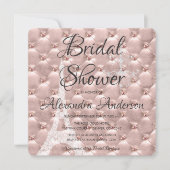 Roos Gouden Roze Paris Bruidsdouche Uitnodiging (Voorkant)