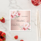 Roos gouden roze rozen bloemen Eerste Communie Servet (Insitu)