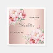 Roos gouden roze rozen bloemen elegante doop servet (Voorkant)