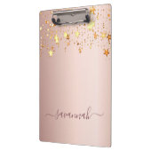 Roos gouden roze sterren naam script glamoureus klembord (Links)
