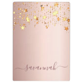 Roos gouden roze sterren naam script glamoureus klembord (Achterkant)