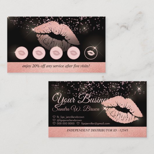 Roos gouden roze tast lippen make-up loyaliteit aa visitekaartje (Voorkant / Achterkant)