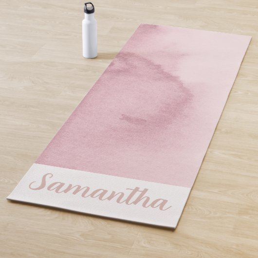 Roos Gouden Roze Tie Dye Custom Naam Yogamat (In situ)