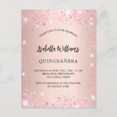 Roos gouden roze vonken uitnodiging briefkaart (Voorkant)