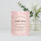 Roos gouden roze vonken uitnodiging briefkaart (Staand voorkant)