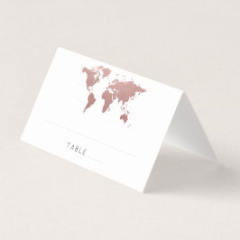 Roos Gouden Roze Wereldkaart Wanderlust Place Card Visitekaartje