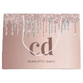 Roos gouden roze zilveren monogram groot cadeauzakje (Voorkant)