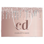 Roos gouden roze zilveren monogram groot cadeauzakje (Achterkant)