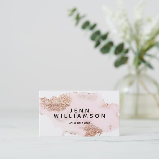 Roos gouden roze zwarte waterverf moderne stijlkaa visitekaartje (Staand voorkant)