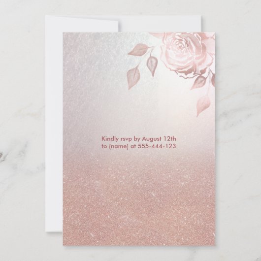 Roos gouden rozen modern Glitter jurk lief zestien Kaart (Achterkant)