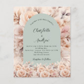 Roos gouden salie groene boog huwelijksuitnodiging (Voorkant)