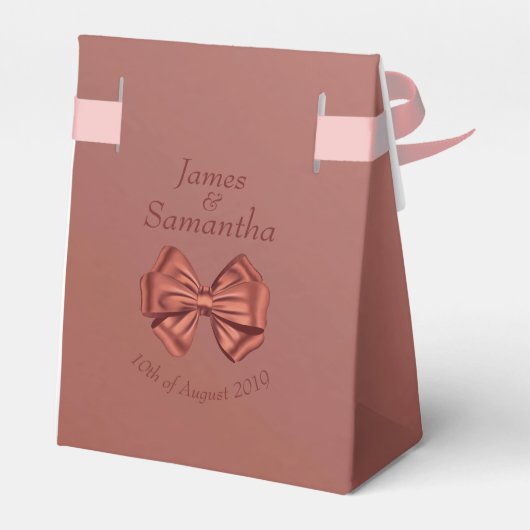 Roos gouden satijnen boog - bedankdoosjes (Achterkant)