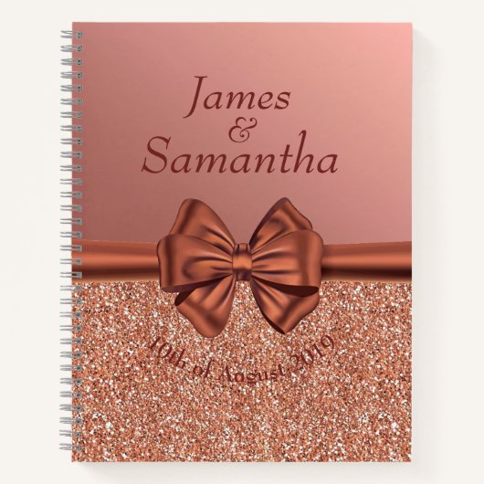 Roos gouden satijnen boog - Planner Notitieboek (Voorkant)