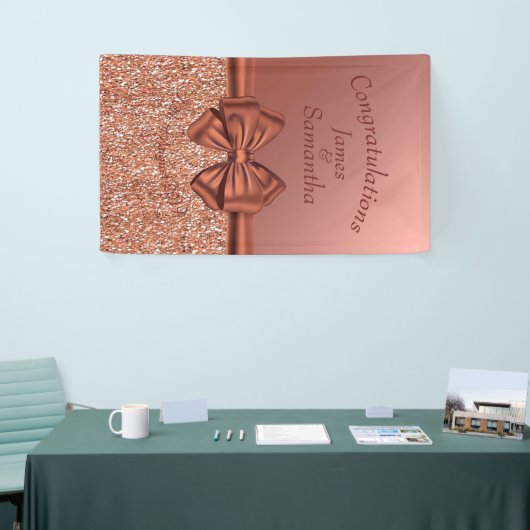 Roos gouden satijnen boog - spandoek (Beurs)