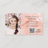 Roos gouden satijnzijde foto elegant QR-code Visitekaartje (Achterkant)