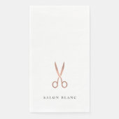 Roos gouden schaar | Aangepaste haarsalon naam Servet (Voorkant)