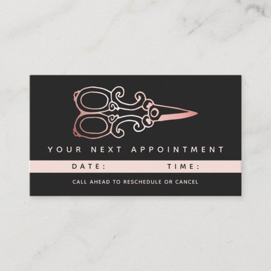  Roos Gouden Schaar Logo Salon Afsprakenkaartje (Voorkant)