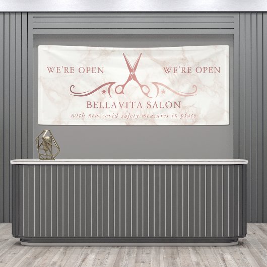 Roos Gouden Schaar Marmeren Salon Opening Business Spandoek