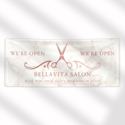 Roos Gouden Schaar Marmeren Salon Opening Business Spandoek