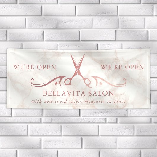 Roos Gouden Schaar Marmeren Salon Opening Business Spandoek