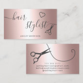 Roos gouden schaar met moderne haarstylle visitekaartje (Voorkant / Achterkant)
